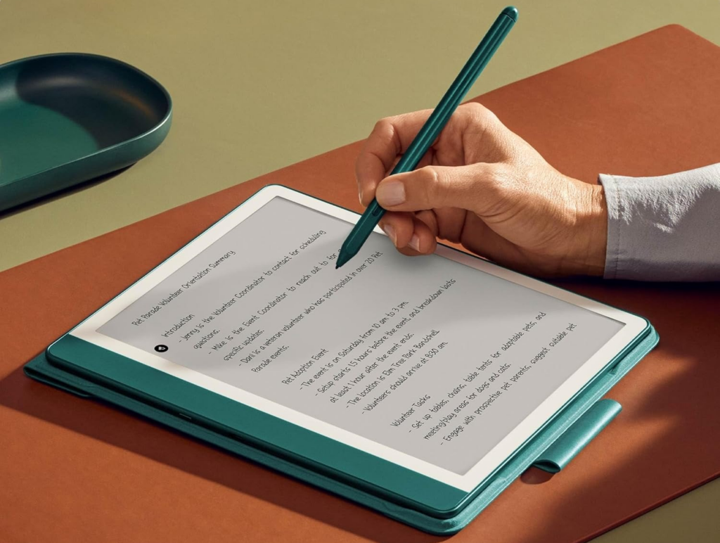 Image of a kindle scribe with pen